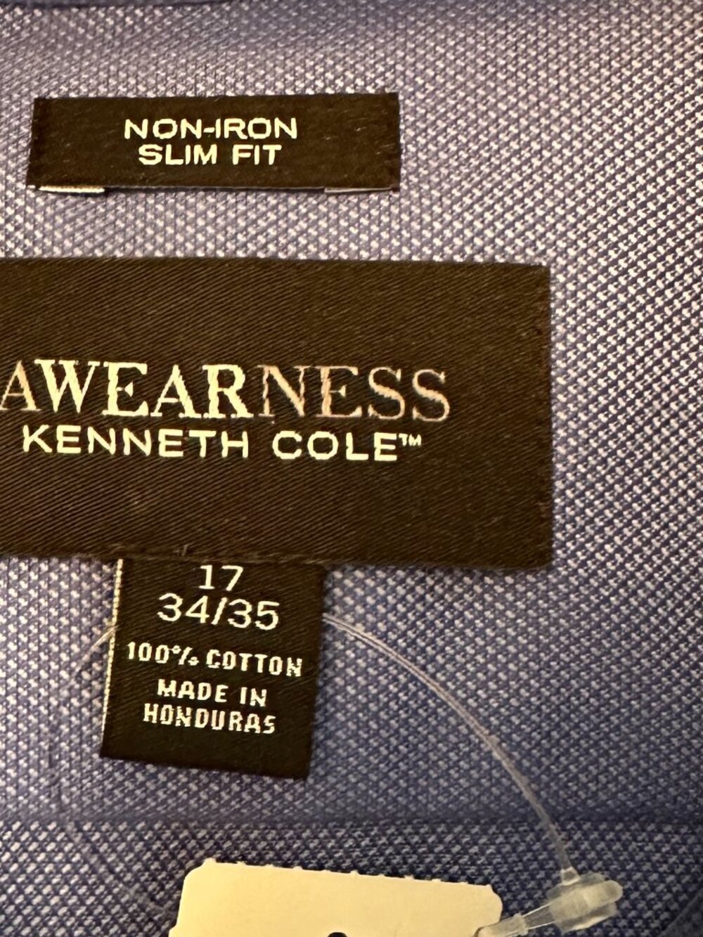 Kenneth Cole NWT Awareness Non Iron Slim Fit Button Down Shirt Size 17 34/35 - Picture 2 of 3